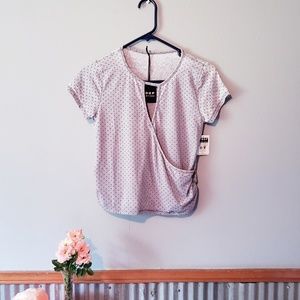 NWT Grey and Black Polka Dotted Blouse